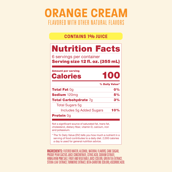 Orange Cream Social Pop Nutrition Facts