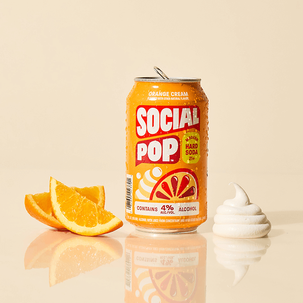A can of Social Pop Orange Cream Hard Soda